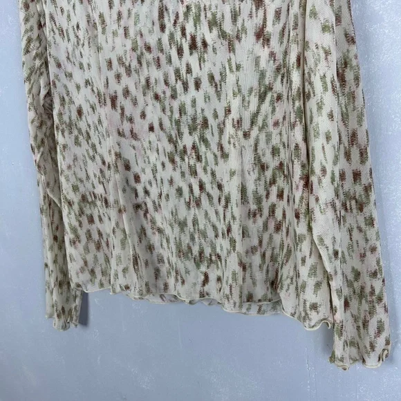 Cabi size XL Dapple top long sleeve ruched ruffle v-neck stretch mesh beige 4532 - Picture 11 of 14
